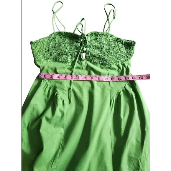 Free People Fifi Midi Dress Smocked Cotton Green Sleeveless Womens Size Medium - Picture 8 of 9